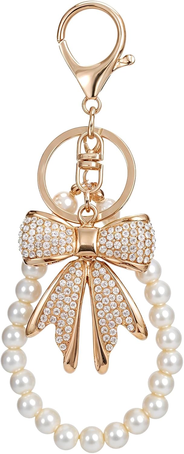White Rhinestone Bowknot Keych - Women'S Keychain Accessories recensie en prijs