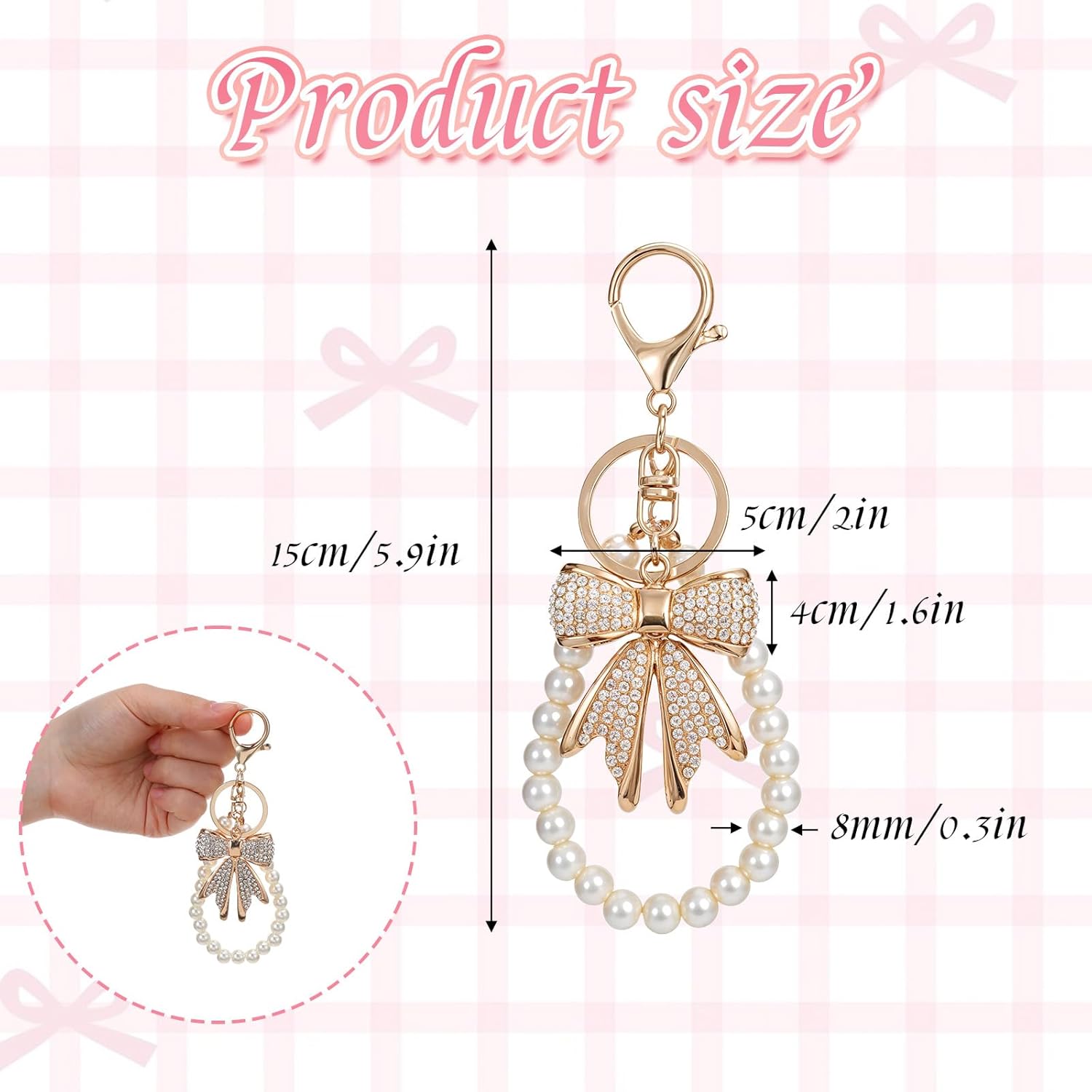 White Rhinestone Bowknot Keych - Women'S Keychain Accessories recensie en prijs